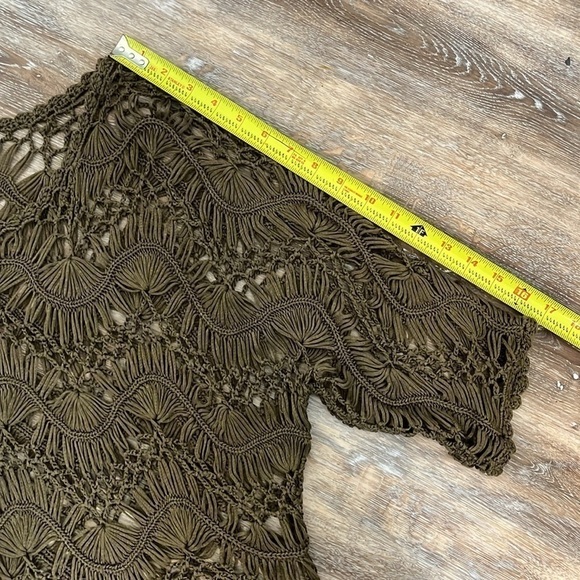 Lisa International Womens Open Loose Knit Sweater Top Brown Festival Boho PL - Picture 12 of 14